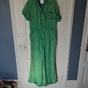 Umgee Teal Textured Button-Up Top